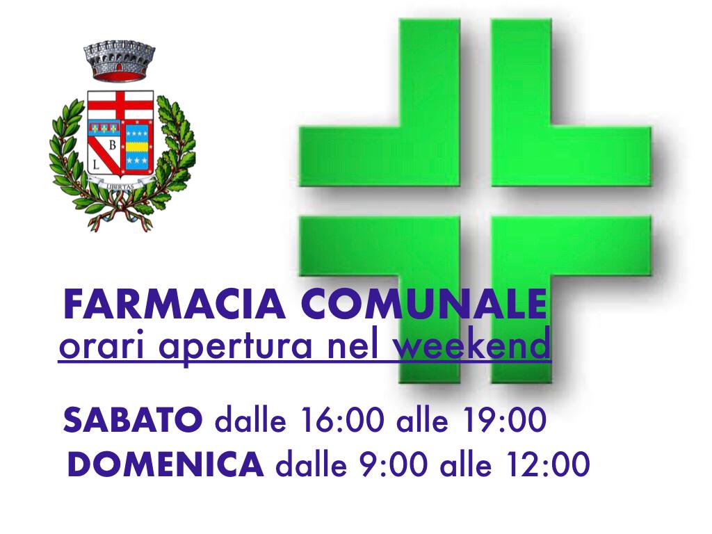 Orari apertura farmacia comunale sabato e domenica
