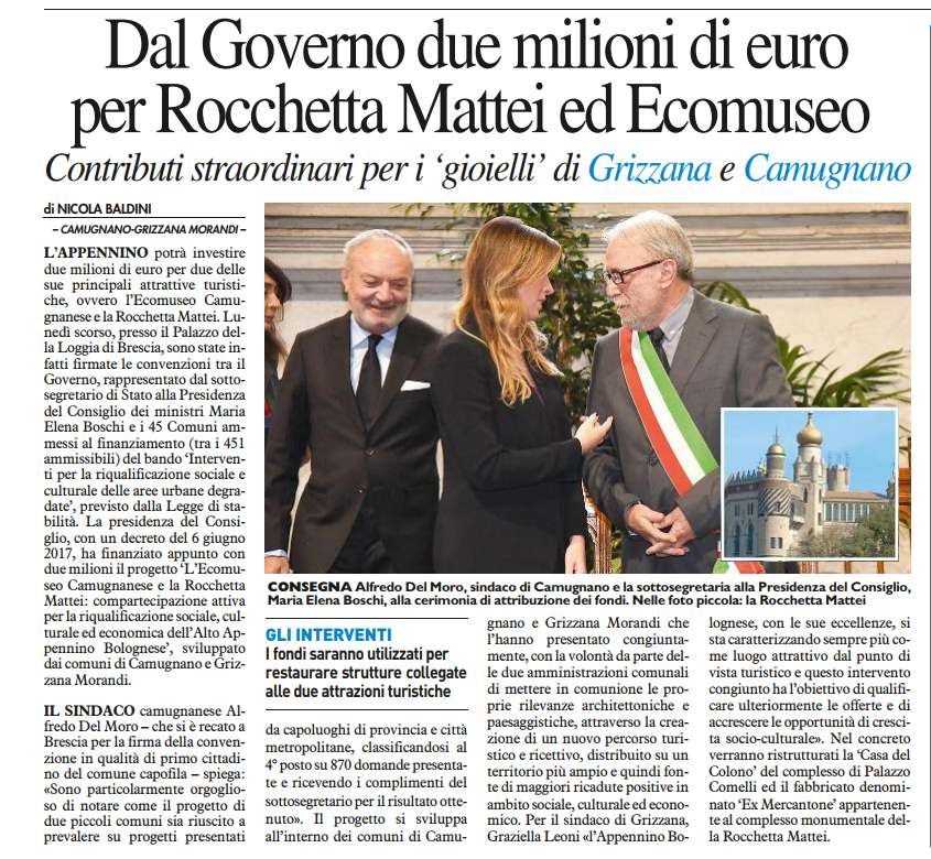 Dal Governo due milioni di euro per Ecomuseo Camugnanese e Rocchetta Mattei