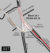 A meghosszabbított útvonal a Vörösvári út (Bécsi út) környékén