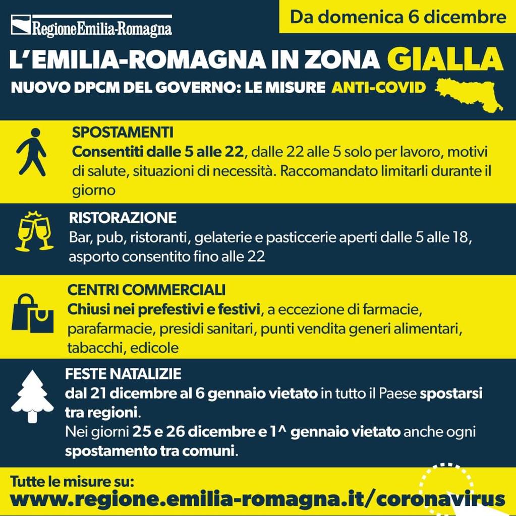 Emilia Romagna in zona gialla