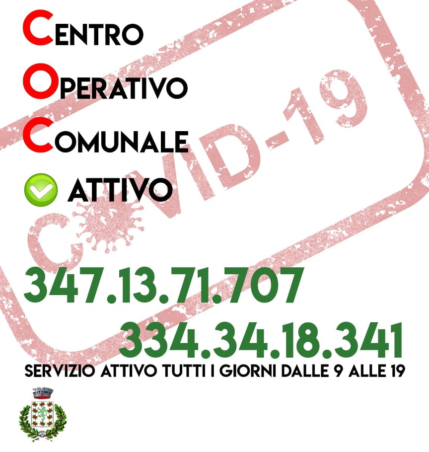 EMERGENZA SANITARIA - ATTIVAZIONE COC e ORARI UFFICI