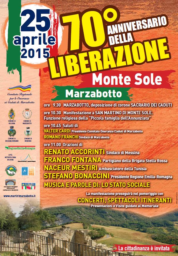 70° Anniversario della Liberazione, il programma delle iniziative del 25 e 26 aprile a Monte Sole
