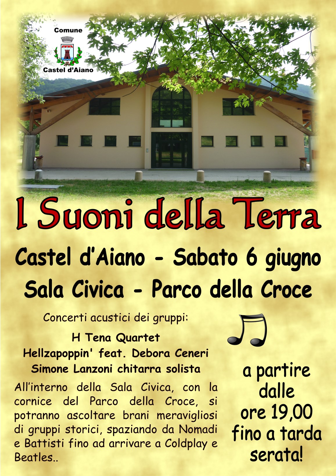 “I Suoni della Terra”, sabato 6 giugno concerto acustico a Castel d’Aiano
