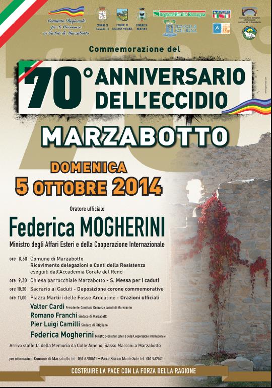 Commemorazione del 70° Anniversario dell’Eccidio di Marzabotto, le iniziative di settembre