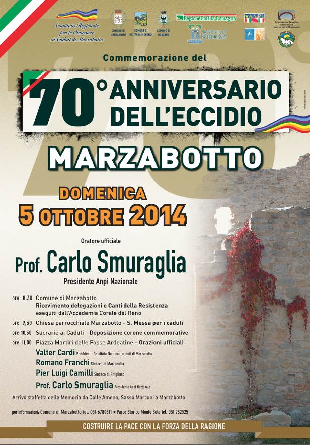 Commemorazione del 70° Anniversario dell’Eccidio di Marzabotto e le altre iniziative di ottobre