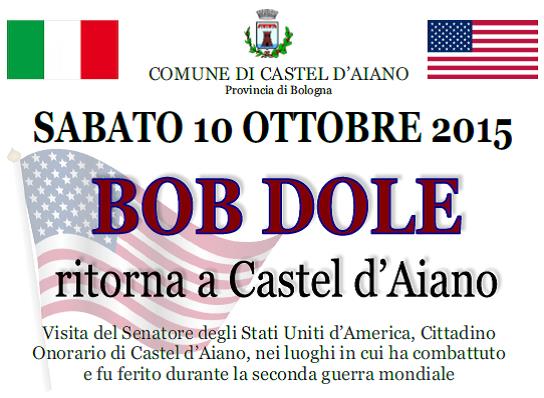 Bob Dole a Castel d’Aiano. Il 10 ottobre visita nei luoghi in cui ha combattuto e fu ferito 