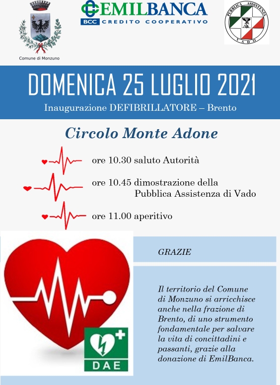 A Brento di Monzuno un nuovo defibrillatore