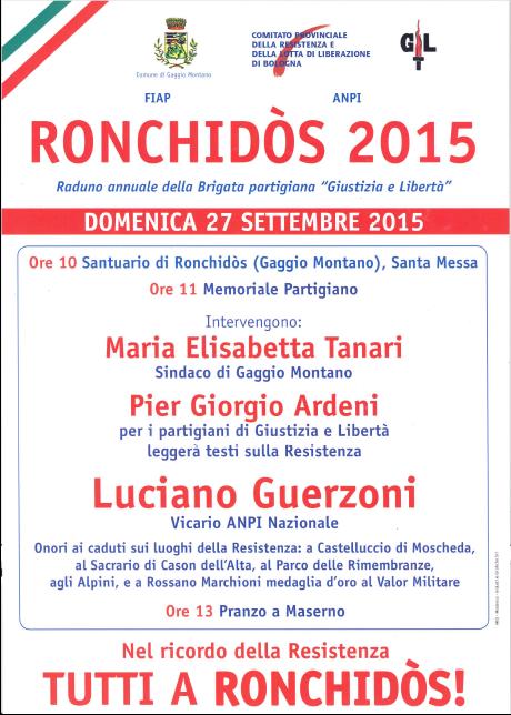 Ronchidòs 2015 Raduno della Brigata partigiana Giustizia e Libertà nel 71° anniversario della strage