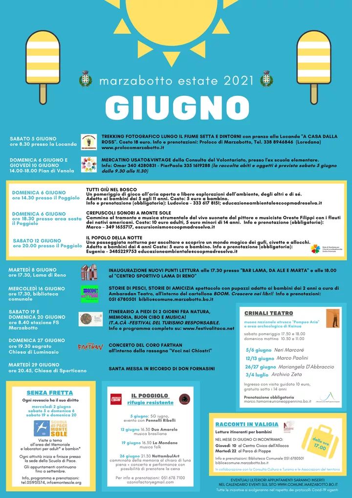 Estate a Marzabotto, le iniziative del mese di giugno