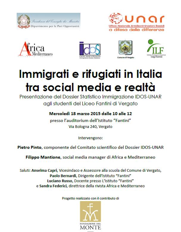 “Immigrati e rifugiati in Italia tra social media e realtà”. Incontro al liceo “Fantini” di Vergato