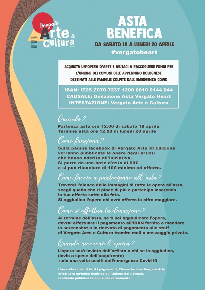 La pandemia non ferma l’arte: con Vergato Heart gli artisti donano le opere per un’asta benefica