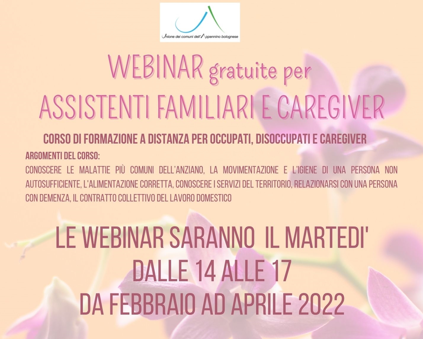 Appennino, nuovi webinar per assistenti familiari e caregiver