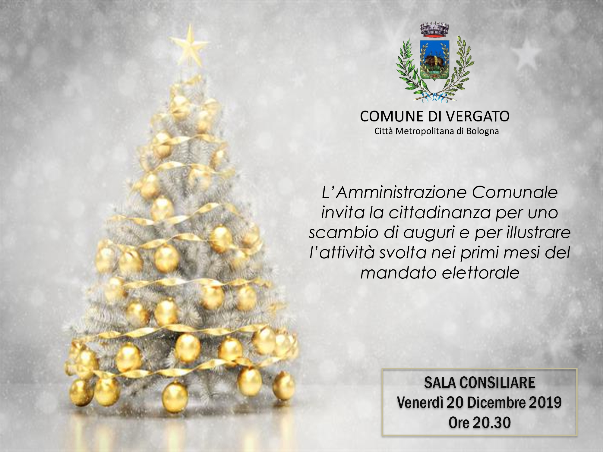 L'AMMINISTRAZIONE COMUNALE INVITA LA CITTADINANZA PER UNO SCAMBIO DI AUGURI