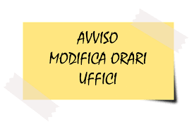 MODIFICA ORARIO DI RICEVIMENTO DEL PUBBLICO PRESSO U.O. DEMOGRAFICI E