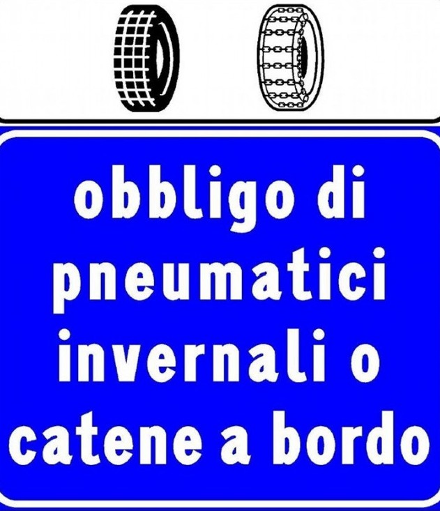 Stagione invernale: obbligo di circolazione con catene o pneumatici da neve