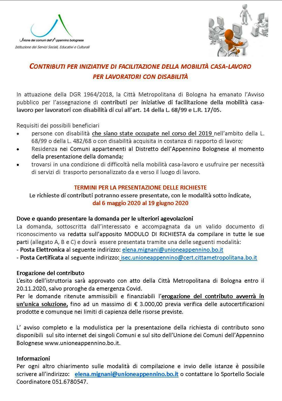 Contributi per iniziative di facilitazione della mobilità casa-lavoro per lavoratori con disabilità 